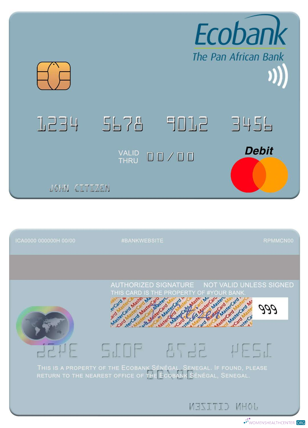 Download Senegal Ecobank Sénégal mastercard Photoshop template
